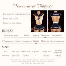 Sexy Underwear Hollow Crotch Cosplay Three-Piece Set: Sailor Collar + Crotch Jumpsuit + Pleated Skirt, Women's Underwear And Sexy Underwear Set - Blue - View 2
