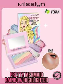 MISSLYN-PRETTY MERMAID RAINBOW HIGHLIGHTER, Shimmer, Pigment Rich & Silky Formula, Natural Glow, Illuminator Highlighter, Lightweight, Multi-Color Highliter, Lightweight, Professional Natural Glow Facial Highlighters - PRETTY MERMAID - 查看 1