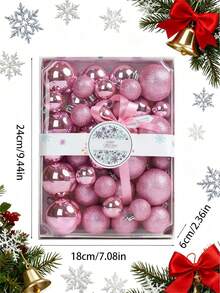 44PCS Christmas Ball,Flocking Christmas Tree Ball Ornaments, Christmas Decorations,6/24PCS, Christmas Tree Decorations, Family Holiday Party Decorations,Christmas Hanging Ornaments For Home,Xmas Decor,Holiday Wedding,Christmas Gift,Christmas,Christmas Decrations,Christmas Gifts,Gifts For Women - Multicolor - View 3