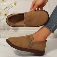 Outdoor Spring Autumn Womens Shoes Ladies Shoes Loafers Flats Walking Travel Cozy Padded Suede Clogs Adjustable Buckle Rounded Toe - Maroon - View 8