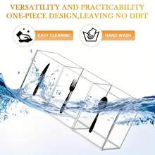 1 قطعة منظم أدوات المائدة من الأكريليك - تخزين مطبخ وطعام متين من البلاستيك للسكاكين والشوك والملاعق - تصميم موفر للمساحة مع مقابض سوداء، مناسب للاستخدام المنزلي أو التجاري، حل تخزين المطبخ | أدوات المطبخ الحديثة | صندوق بلاستيكي متين، صينية أدوات المائدة، صندوق تخزين، منظم ومخزن المطبخ - متعدد الألوان - مشاهدة 6