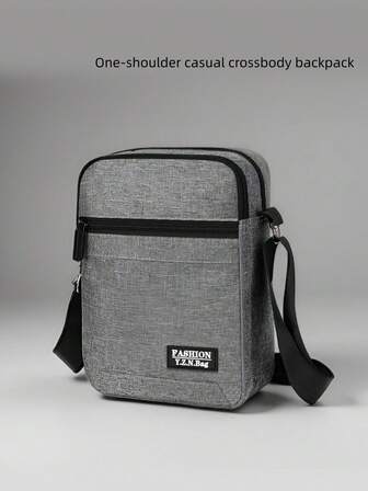 Large Capacity Fashion Men's Shoulder Diagonal Messenger Bag, Multi-Functional Adjustable Strap Zipper Closure, Multi-Compartment Practical Storage Men's Bag Festival