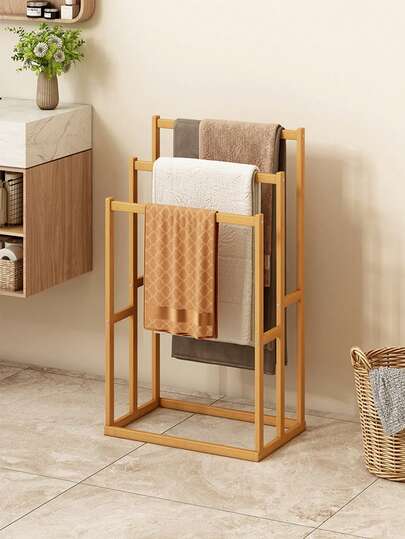 Modern Wooden Freestanding Bathroom Towel Rack - Space-Saving Floor-Standing Towel Storage Rack With Multiple Shelves, Light Brown And Brown, Ideal For Home Use, Bathroom Storage Solution | Minimalist Design | Wooden Frame, Bathroom Storage Rack And Shelving, Towel Rack