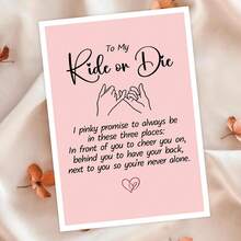 1PC Fun Friendship Card, My Best Friend Pink Promise, Galentine's Day Cards, Thanks, Missing You, The Perfect Gift For Your Best Friend - Multicolor - View 1