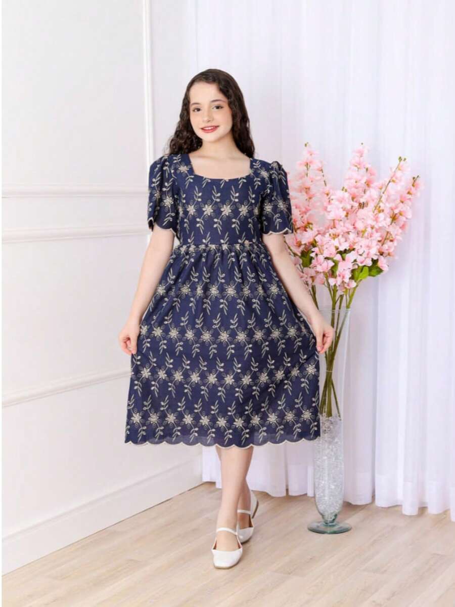 Junior Lace Dress - Navy Blue - View 1