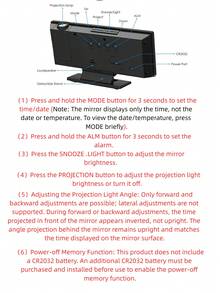 1PC LED Projection Alarm Clock, 7.3in X 3in Large Mirrored Smart Digital Display, USB-Powered, Adjustable Projection Angle, 3 Brightness Levels, 12/24-Hour Format, Durable ABS Plastic Construction. Bedroom Projection Clock, Smart Alarm Clock, Home Decor, Holiday Gift, Christmas Present.