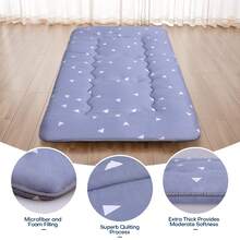 4" Extra Thick Japanese Floor Mattress Futon Mattress Foldable Mattress Tatami Pad For Adults Floor Bed Roll Up Mattress Guest Mattress - Màu xanh bụi bặm - Xem 3