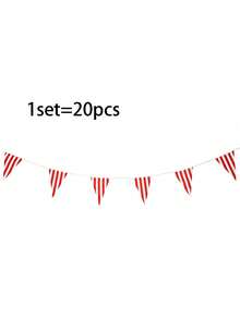 20 chiếc/1 bộ Biểu ngữ cờ đuôi nheo Carnival Circus, Cờ tam giác sọc đỏ trắng, Thích hợp để trang trí tiệc sinh nhật Carnival Circus, Giáng sinh - Nhiều màu - Xem 9
