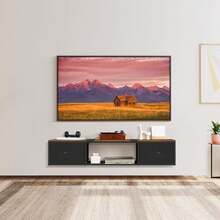 Smusei Floating TV Stand Wall Mounted TV Console Modern Floating Entertainment Center TV Shelf Cabinet With Drawers For Under TV Storage, Living Room, Bedroom, Rustic Brown And Black - 預設 - 查看 7