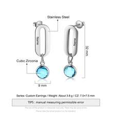 1pc Personalized Women's Birthstone Earrings, Custom Multiple Birthstone Earrings, Christmas Gift For Her, Birthday Gifts - Silver - View 3