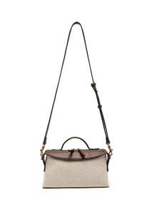 女士长方形帆布都市包，奢华设计师新款手提包，休闲托特包/斜挎包，适合日常穿着 - 彩色 - 查看 3