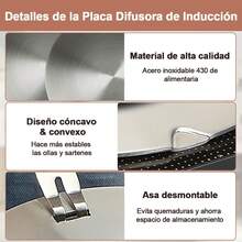 Difusor De Calor Placa Difusora De InduccióN Acero Inoxidable, Adaptador De Placa De InduccióN ConíBle Convertidor ConduccióN De Calor Para Cocina De Gas EléCtrica InduccióN, 8.Pulgadas - 1 - Ver 3