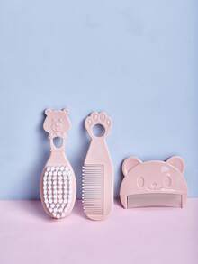 3件套婴儿梳子和刷子套装，适合新生儿和幼儿，温和护理头发，便携式婴儿护理套装，柔软按摩头皮梳子 - 彩色 - 查看 11