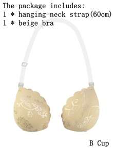 ideaCCSZ 1件/2件装蕾丝隐形文胸，白色粘性聚拢文胸，硅胶乳贴，前扣自粘设计，后背带，可重复使用，适合婚礼和无肩带晚礼服