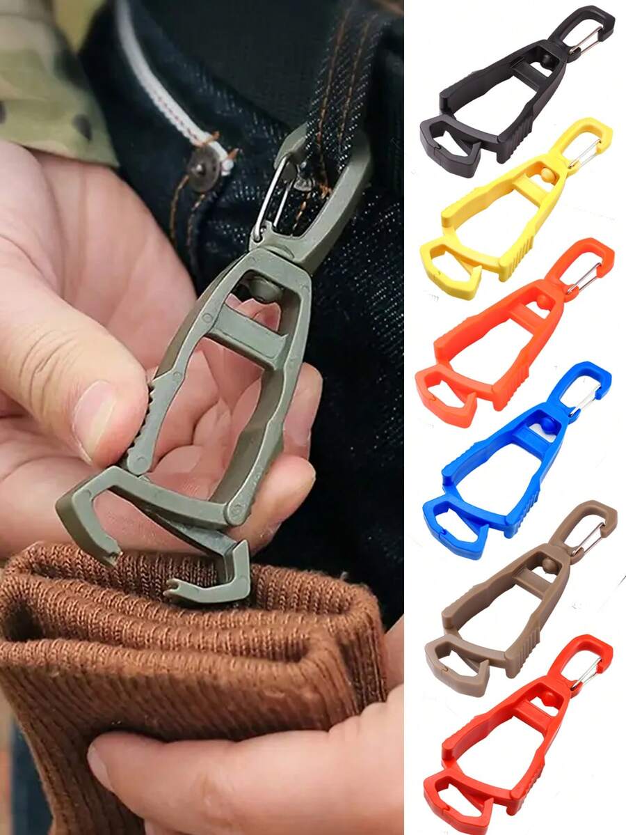 手套夹，重型多功能户外挂钩，工作手套夹，工作手套，执勤腰带夹，建筑工地用，徒步必备，紧凑设计，坚固耐用，实用夹，寻物夹，徒步必备，节省空间，加固夹，实用夹，专业级 - 彩色 - 查看 1