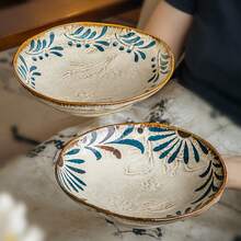 1pc Handmade Ceramic Dessert Plate, 8-Inch Ceramic Fruit Plate, Salad Plate, Serving Plate, Pasta Plate, Dessert Plate - Multicolor - View 3