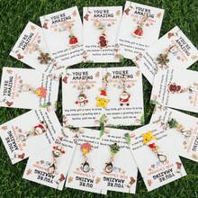 15件套圣诞系列钥匙扣套装，附赠“圣诞快乐”贺卡，幸运礼物，团队礼物，励志礼物，圣诞礼物，幸运礼物，生日礼物 - 彩色 - 查看 4