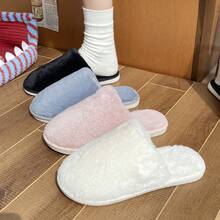 Papuci de pluș albi noi pentru toamnă/iarnă, papuci calzi și confortabili, papuci de interior, papuci pufoși - alb - Vizualizare 8