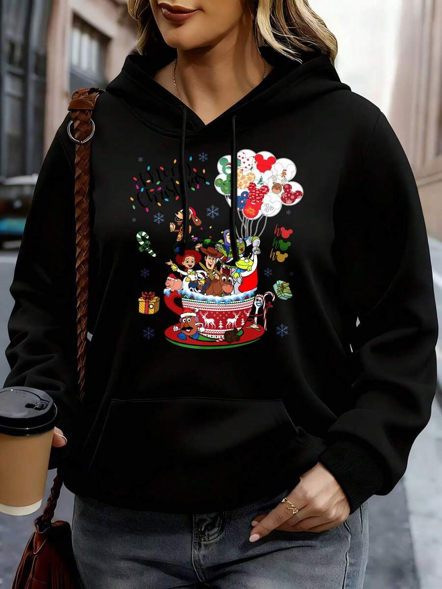 Disney Hoodie White Mickey Mouse Christmas Cup Design For Holiday Party And Casual Wear - 黑色 - 查看 1
