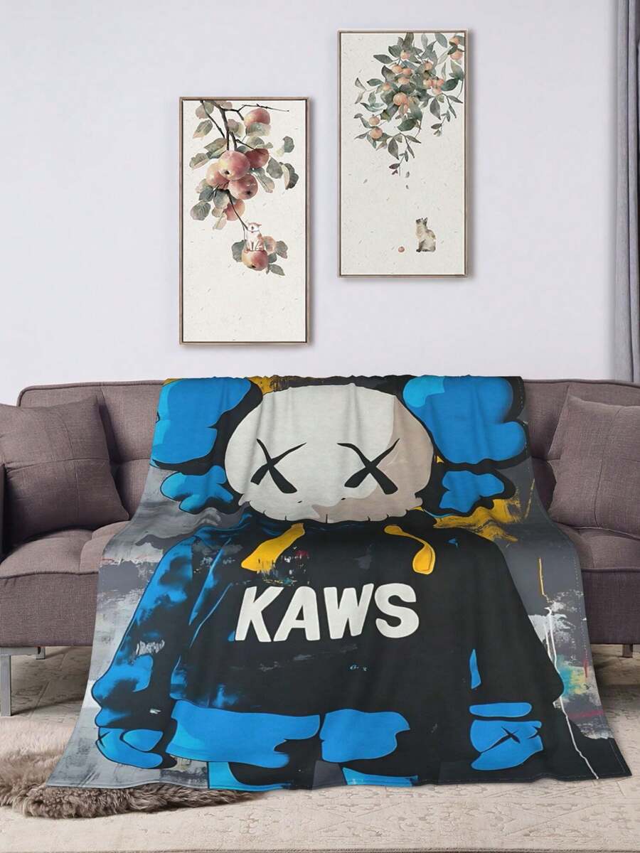 Kawss Kawaii Kaw Blanket Premium Anime Throw Blanket - Ultra Soft Flannel, Cartoon Print, Ideal Gift For Fans For Christmas & Birthday, For Sofa, Bed, Camping & Travel - màu đen - Xem 1