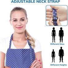 CRJHNS Delantales de cocina para mujeres y hombres con 2 bolsillos Delantal para cocina - Azul Floral - Ver 3