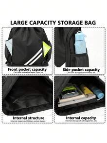 Waterproof Drawstring Backpack With Shoe Compartment Dry Wet Separation Design Sports Backpacks For Men And Women Large Capacity Dual-Strap Bag With Adjustable Shoulder Straps For Basketball Gym Yoga Fitness Outdoor Travel Essential Accessories School Stuff - Multicolor - View 4