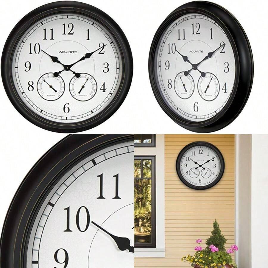 75473 24-inch Weathered Black Wall Clock with Thermometer and Hygrometer(Negro) - Tipo 1 - Ver 1