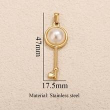 1件套不锈钢18K镀金极简风饰品板、别针、椭圆贝壳、仿珍珠吊坠DIY首饰项链耳环制作套装，适合日常佩戴，不锈钢吊坠 - 吊墜14 - 查看 13