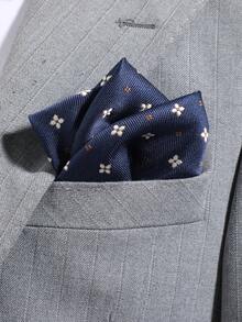 1pc Men's Fashion Floral Pattern Pocket Square, Suitable For Business, Banquet, Wedding, Party And Holiday Matching - A - View 5