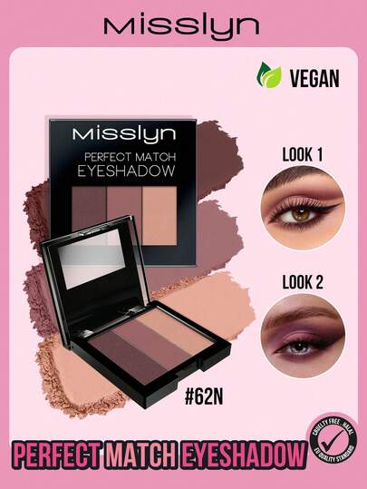 Misslyn 3-Color High Pigment Eyeshadow Palette, Effortless Application For Radiant Eye Makeup. Smooth, Blendable Texture With Matte, Shimmer And Glitter Finishes. Suitable For Parties, Beach, Travel, Vacation, Camping And Outdoor Activities. Rose-Colored Packaging, A Great Gift.