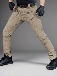 Men's Spring Autumn City Cargo Elastic Pants Trekking Hiking Camping Climbing Running Sports Cycling Work Outdoor Trousers - Màu Khaki - Xem 4