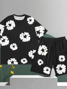 Foam Donut Printed Kapok Short-Sleeved Casual T-Shirt Cover For Men WomenNew Style - Đen và trắng - Xem 2