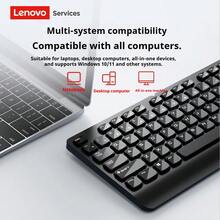 联想 K301 有线键盘，USB 接口，巧克力键盘设计，适用于办公和家庭使用，台式机和笔记本电脑，带支架 - 黑色 - 查看 8