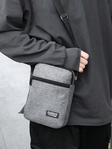 Large Capacity Fashion Men's Shoulder Diagonal Messenger Bag, Multi-Functional Adjustable Strap Zipper Closure, Multi-Compartment Practical Storage Men's Bag Festival - Grey - View 3