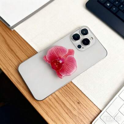 1个兰花亚克力气泡手机支架，可折叠桌面安装可调节手机支架，粘性可扩展手机夹，适用于办公桌、观看视频，兼容、安卓手机，生日礼物，送给家人、朋友，夏季浴室厨房礼物，生日手机配件，承重力强。