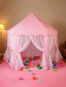 1 szt. Duży namiot z bajkowym zamkiem księżniczki, dziewczęcy, duży, sześciokątny teatrzyk, różowy motyw/trwały, idealny prezent urodzinowy lub świąteczny, domek do zabawy wewnątrz/na zewnątrz, zamek ogrodowy, składany, przenośny namiot, namiot kempingowy, odpowiedni dla dzieci od 1 roku życia, sześciokątny domek do zabawy dla niemowląt, dekoracja świąteczna, prezent na Halloween i Wielkanoc