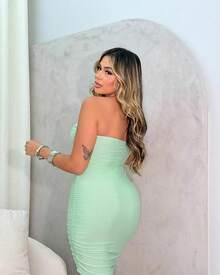 Vestido Curto Tomara que Caia Verão Justo Moda Feminina Drapeado Enrugado Natal Tecido Suplex Premium - Verde Menta - Visão 4