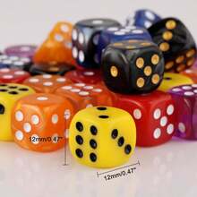 36pcs/Set Luxury 12mm D6 Dice Set - Yellow Rounded Corners, Acrylic (PMMA) For Tabletop Games And Educational Props, Suitable For Christmas, New Year Party Games And Interactive Activities, Vibrant Colors