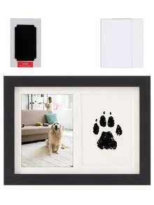 2pcs A Specially Designed Photo Frame For Pet Cat And Dog Paw Prints, Suitable For DIY Hand And Foot Print Hangers For One-Year-Old Babies. This Exquisite Frame Is Made Of High-Quality Wooden Material With A Smooth And Delicate Surface, Providing A Comfortable Feel. The Inner Side Of The Frame Is Lined With Soft Velvet Padding To Protect The Prints From Scratches.
