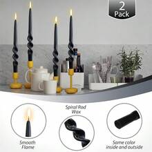 Black Twirl Candlesticks Spiral Taper Candles, 2pcs Twist Candlesticks 9inches Cute Candle Sticks Long Tapered Candles For Dinner Decor Housewarming Women Gift Idea,3D-Black{Inchcolor_nameinch:InchBlackinch,Inchsize_nameinch:Inch9INCHinch} - 黑色的 - 查看 9