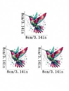 1/2/3 件彩色闪光蜂鸟熨烫补丁 - 可水洗塑料贴花，适用于 DIY T 恤、连帽衫、牛仔裤、背包、手提包、枕头和复古帽 - 鲜艳的多色节日装饰贴纸，DIY 服装装饰 | 闪光细节 | 可水洗补丁 - 彩色 - 查看 14