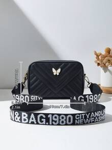 1pc Girls' Fashion Mini Square Crossbody Bag, Shoulder Bag Coin Purse, Embroidered Butterfly Versatile Minimalist Style, Ideal Gift Choice (Random Ombre Color)