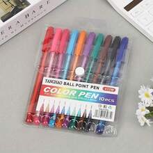 10pcs/Set Bullet Tip 10 Color Ballpoint Pens, Creative Multi-Color Ballpoint Pens, Suitable For Study And Note-Taking, Durable Writing, Quick-Drying, Lightweight Design, For Office, School, Daily Note-Taking,For School Supplies,Back To School,Christmas, Stationery, Christmas Gifts,
