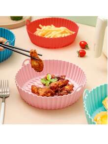 Paquete de 2 de Silicona para Freidora de Aire, Accesorios Silicon para Air Fryer Reutilizable Antiadherente, Resistente al Calor, Olla Silicona para Freidora, Horno, Microondas (Rosa) - Rosa - Ver 3