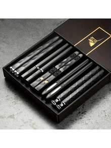 Non-Slip Fiberglass Chopsticks, 5-Pair Set - Vintage Style For Sushi, Restaurants & Events, Durable & Dishwasher ​ - màu đen - Xem 8