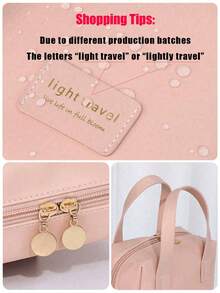 1pc Waterproof Makeup Bag, Large Capacity Cosmetic Bag, Makeup Organizer, Bathroom Makeup Bag, Portable Travel Makeup Pouch, Toiletry Bag For Lipstick, Makeup, Eyeshadow Palette, Skincare, Makeup Brushes,Gifts For Women,Christmas Gifts,Gift Ideas For Women - Pink - View 6