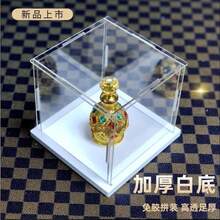 Clear Acrylic Display Case Assemble Cube Display Box Stand With PVC Material White Base Dustproof Protection Showcase For Collectibles Memorabilia Figurines 4*4*4inch;10*10*H10cm - Red and White - View 5