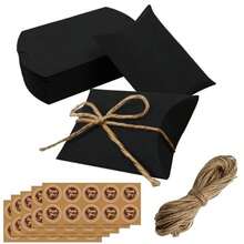 10个/30个/50个装可折叠牛皮纸枕形礼盒，配麻绳，感谢礼盒，适用于婚礼、新娘送礼会、生日、新年和节日礼品包装盒 - 彩色 - 查看 2