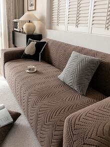 1pc 3D Sofa Cover, Multi-Functional Full Coverage Sofa Slipcover, Solid Color Geometric Pattern Design Sofa Protector, Stretch Fit Sofa Cover, Suitable For All Seasons - Khaki - View 5