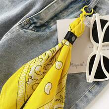 Cadena de cintura de moda, accesorio de pantalones, pañuelo de seda rojo con estampado de flores de anacardo - QM58031-Rojo - Ver 5